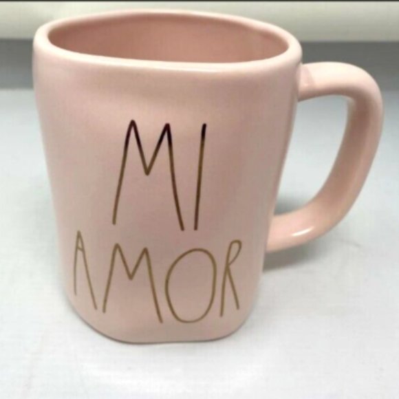 Rae Dunn Other - Rae Dunn Mi Amor (My Love) Coffee Tea Cocoa Cup Mug Pink With Gold Letters NEW
